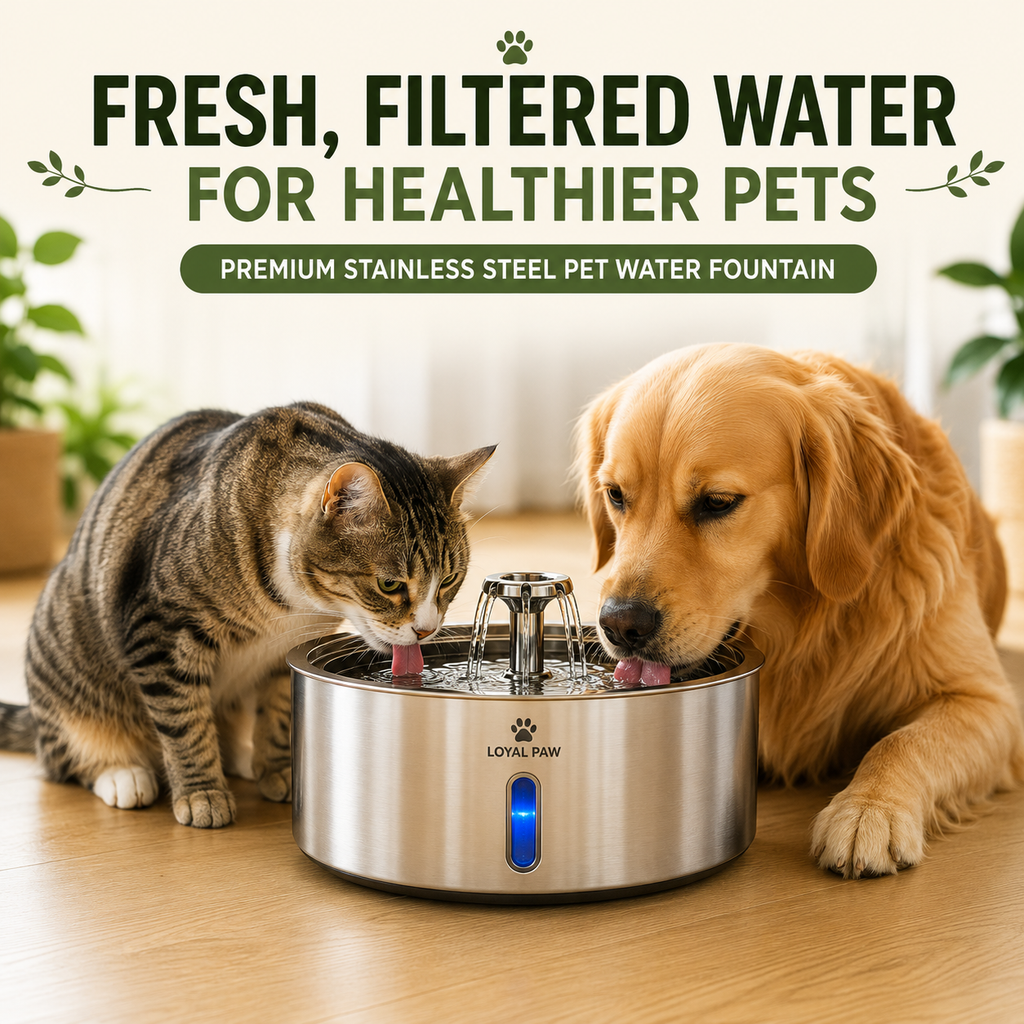Stainless Steel Pet Water Fountain for Cats & Dogs